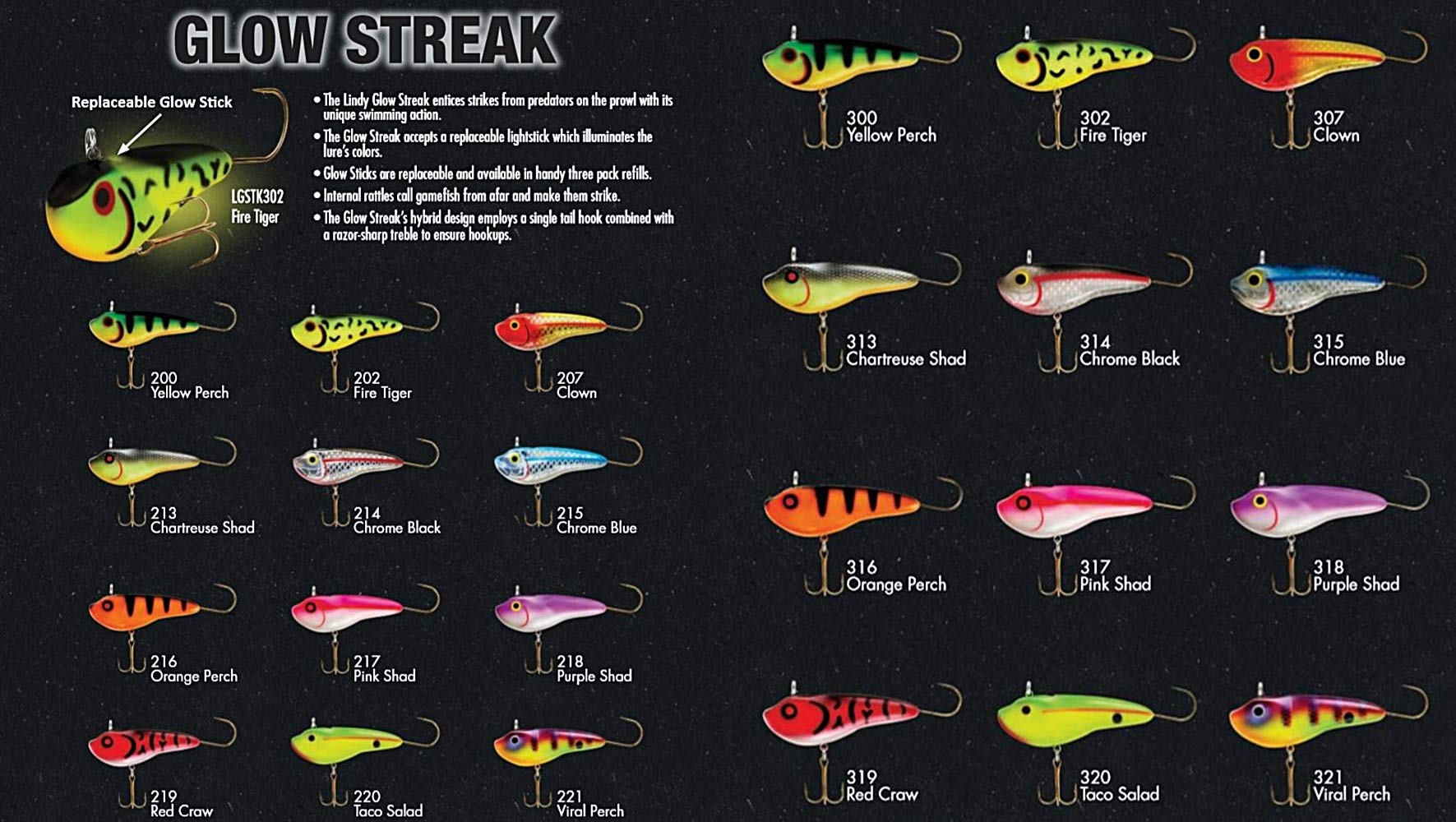 Lindy Fishing Tackle - Lindy Glow Streak-Red Craw (LGSTK319) 1/2oz