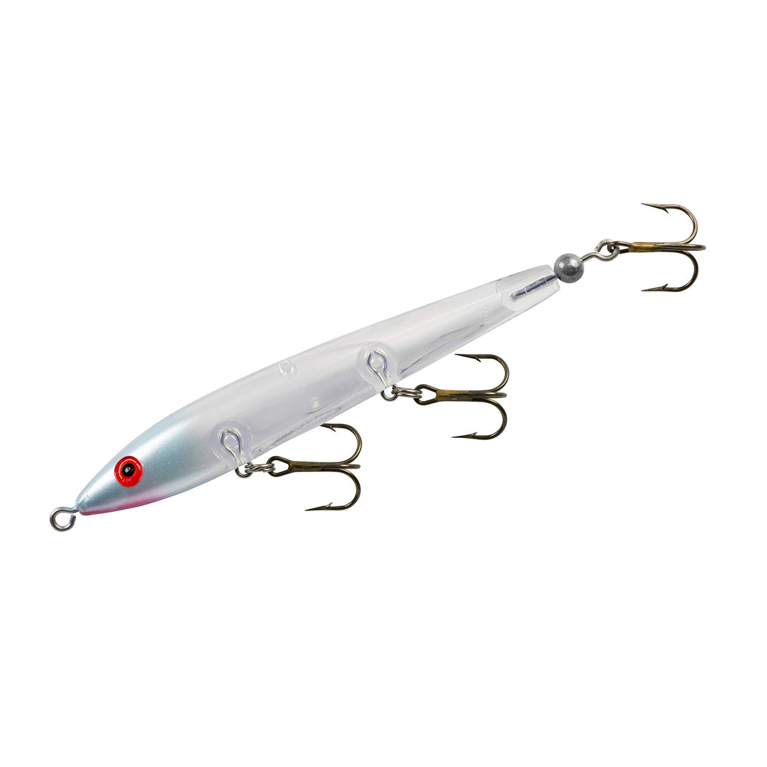 Cotton Cordell Tail Weighted Boy Howdy Topwater Fishing Lure, Clear Water Fishing Accessories, 4 1/2&quot;, 3/8 oz, Clear/Blue Nose