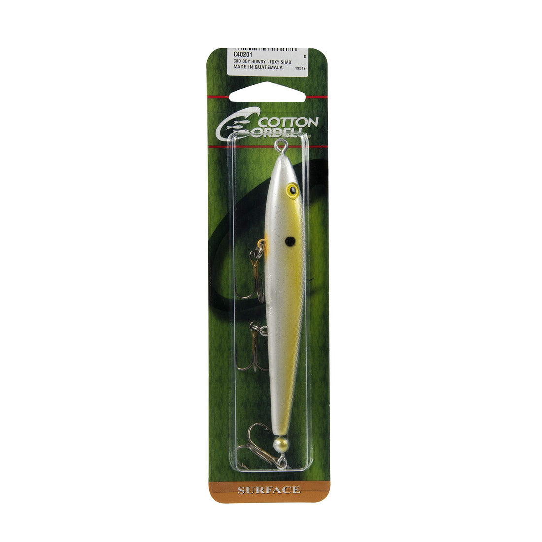 Cotton Cordell Tail Weighted Boy Howdy Topwater Fishing Lure, Clear Water Fishing Accessories, 4 1/2&quot;, 3/8 oz, Foxy Shad